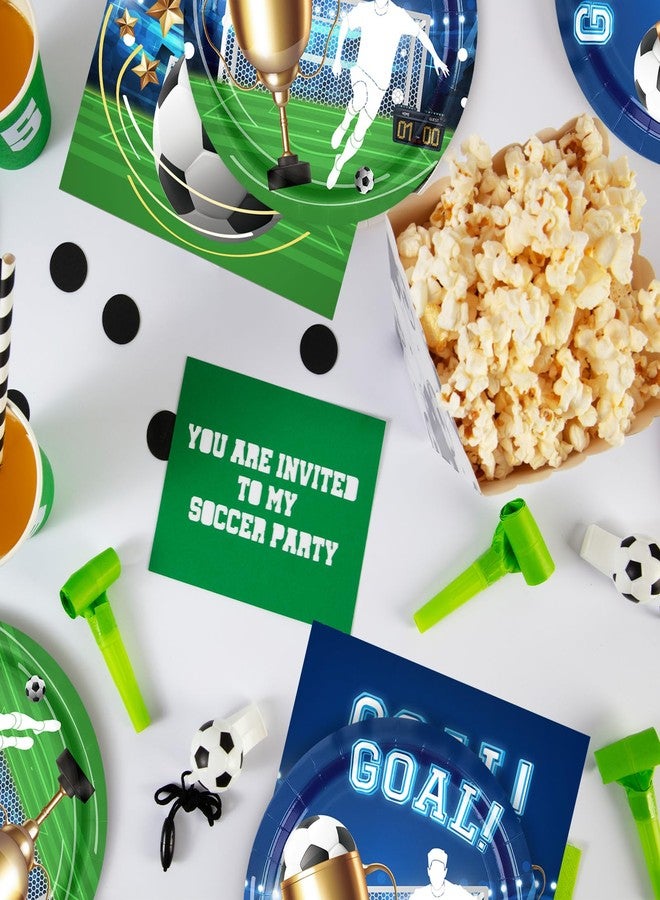 HiToJY 40 PCS Soccer Birthday Party Decorations Disposable Tableware Set Soccer Plates and Napkins Kit丨Sports Events, Baby Shower, Kids Soccer Party Decorations Supplies Serves 20 - Image 3